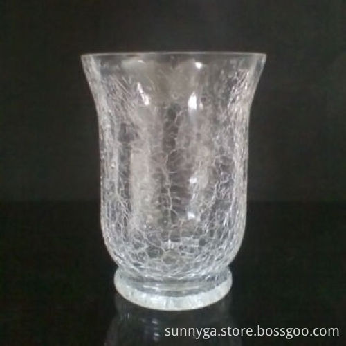 Hurricane glass candle jar with crackle finish